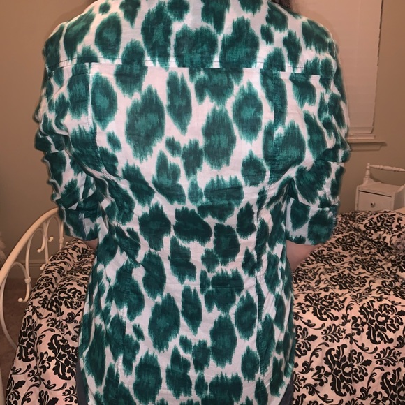 Michael Kors green animal print button up shirt - Picture 4 of 5